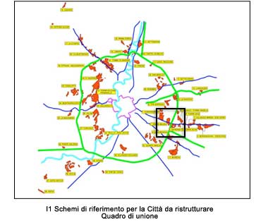 Schemi di riferimento per la Citta' da ristrutturare - Quadro d'unione